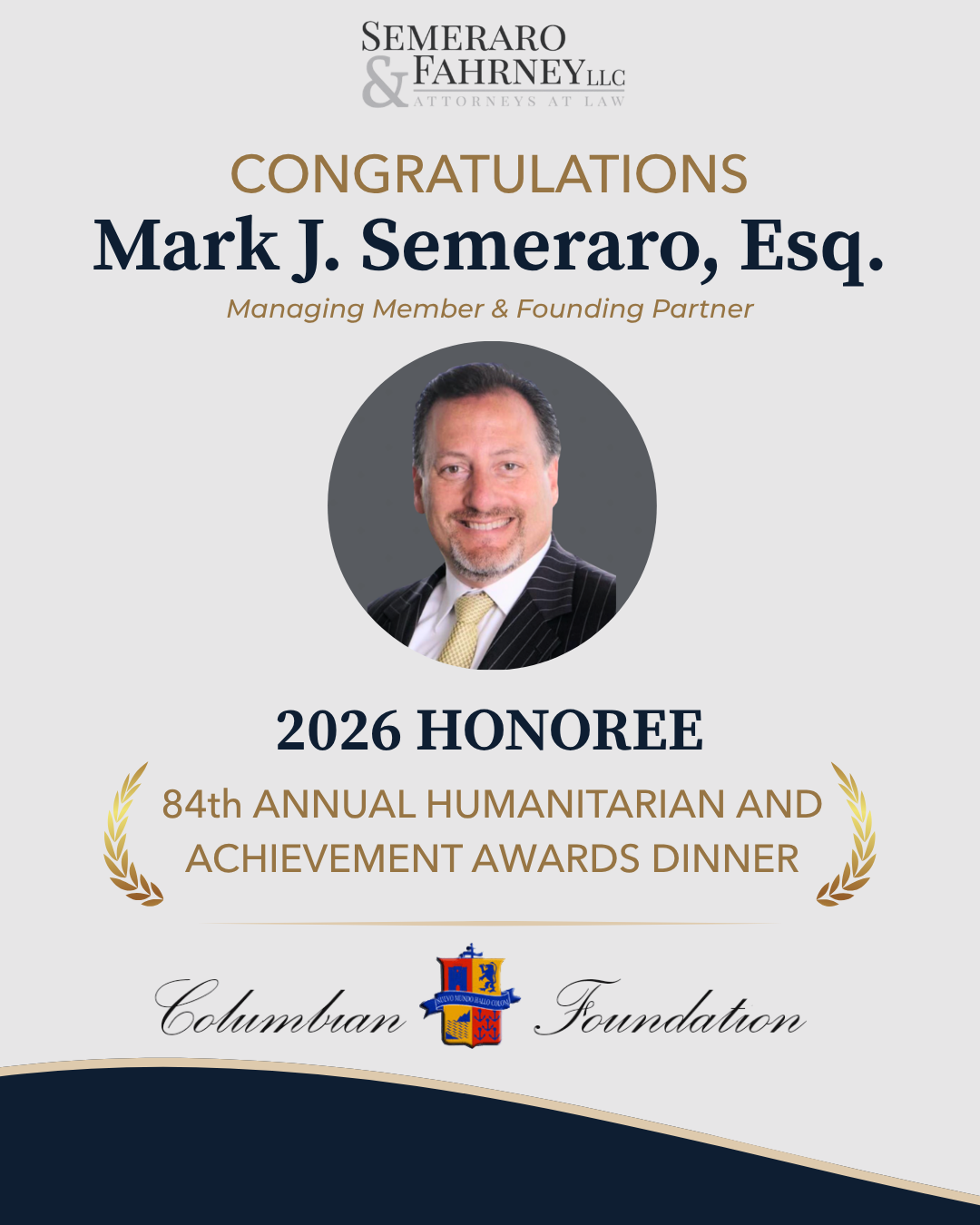 Mark J. Semeraro Named a 2026 Columbian Foundation Honoree
